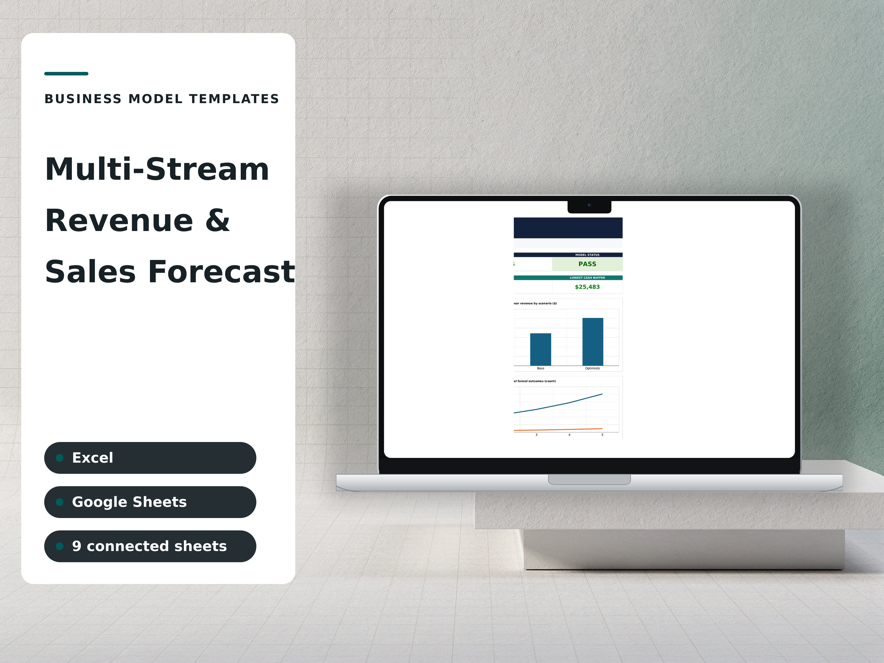 Multi-Stream Revenue & Sales Forecast — composed preview of the workbook using a fictional sample company