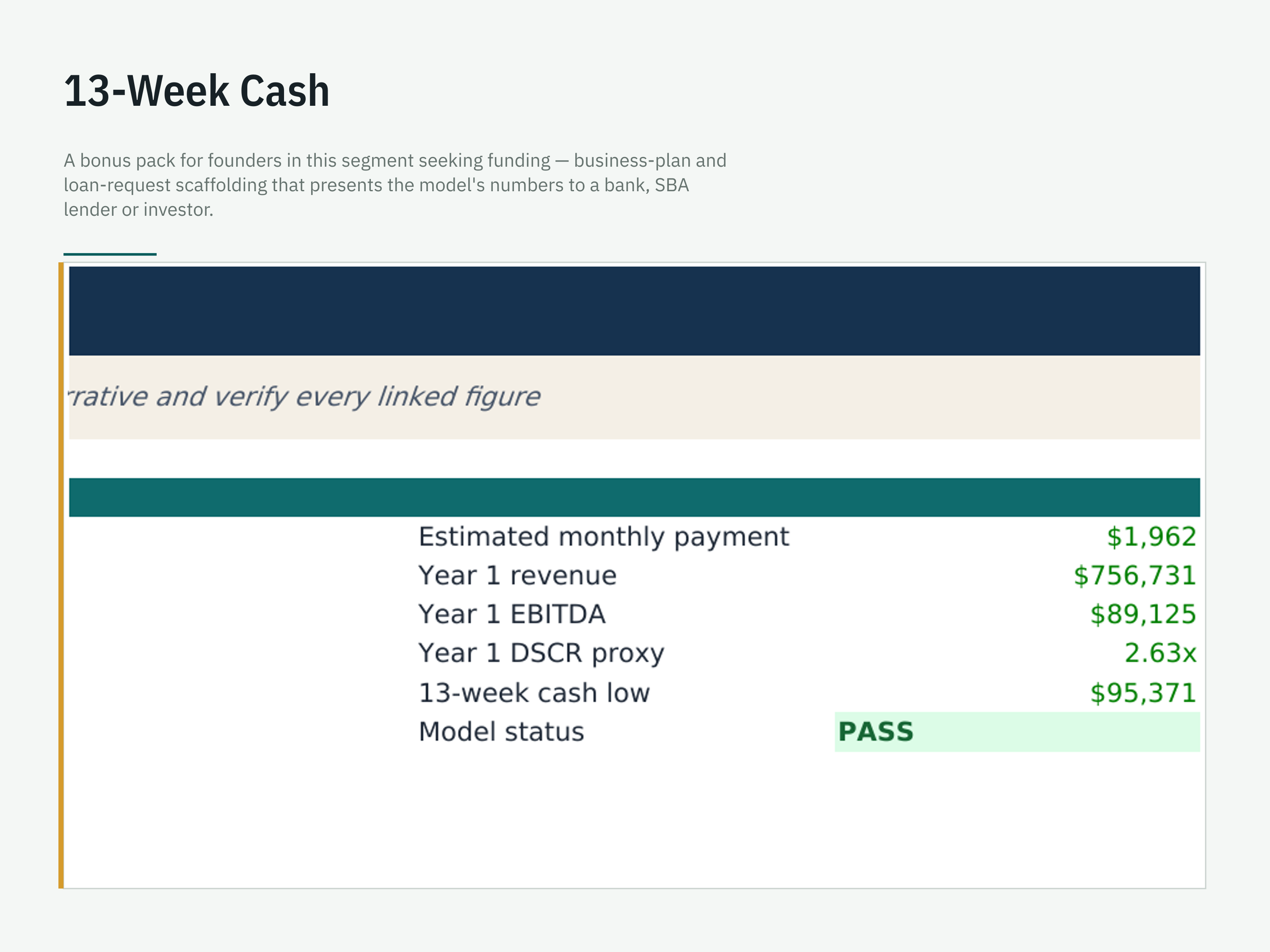 SBA & Lender-Ready Loan-Request Pack — workbook view 6 of 6 using a fictional sample company